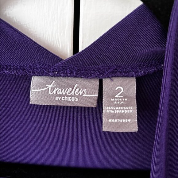 Chico's Size‎ 2 Royal Purple Open Front Cardigan Sweater Zip Sleeve Chicos Large - Picture 4 of 9